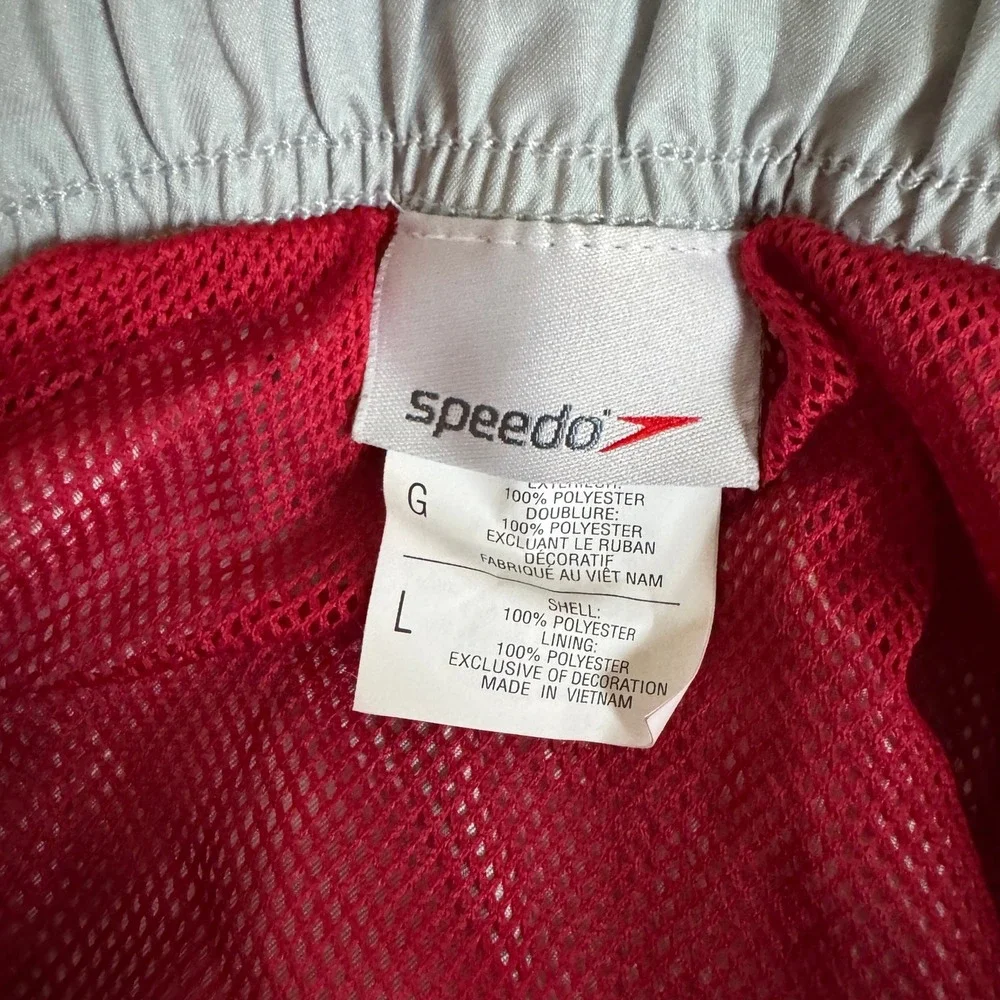 Speedo‎ Board Shorts Men Large Red Plaid Swim Trunks Cargo Pocket Mesh Lined